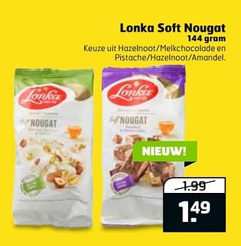 Aanbiedingen Lonka soft nougat - Lonka - Geldig van 16/05/2017 tot 21/05/2017 bij Trekpleister