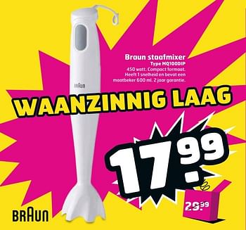 Aanbiedingen Braun staafmixer - Braun - Geldig van 16/05/2017 tot 21/05/2017 bij Trekpleister