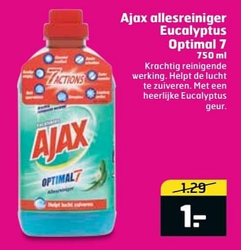 Aanbiedingen Ajax allesreiniger eucalyptus optimal 7 - Ajax - Geldig van 16/05/2017 tot 21/05/2017 bij Trekpleister