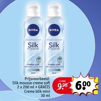 Aanbiedingen Silk mousse creme soft+ gratis creme blik mini - Nivea - Geldig van 16/05/2017 tot 28/05/2017 bij Kruidvat