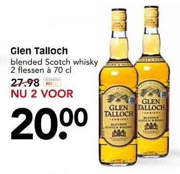 Aanbiedingen Glen talloch blended scotch whisky - Glen Talloch - Geldig van 14/05/2017 tot 20/05/2017 bij Em-té