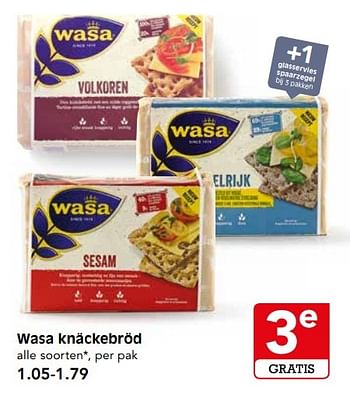 Aanbiedingen Wasa knäckebröd - Wasa - Geldig van 14/05/2017 tot 20/05/2017 bij Em-té