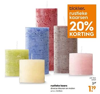 Aanbiedingen Rustieke kaars diverse kleuren en maten - Huismerk - Blokker - Geldig van 13/05/2017 tot 24/05/2017 bij Blokker