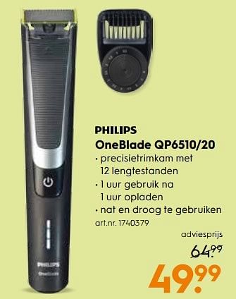 Aanbiedingen Philips oneblade qp6510-20 - Philips - Geldig van 13/05/2017 tot 24/05/2017 bij Blokker