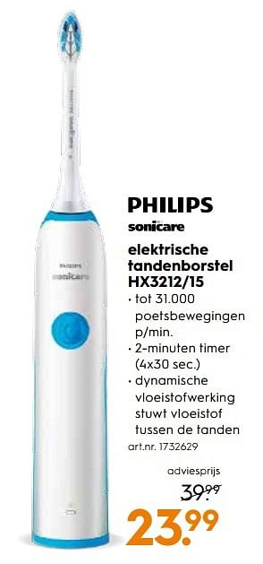 Aanbiedingen Philips elektrische tandenborstel hx3212-15 - Philips - Geldig van 13/05/2017 tot 24/05/2017 bij Blokker