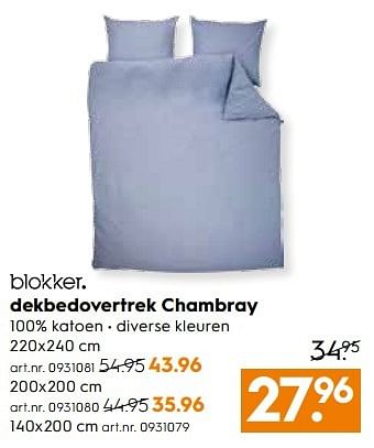 Aanbiedingen Dekbedovertrek chambray - Huismerk - Blokker - Geldig van 13/05/2017 tot 24/05/2017 bij Blokker