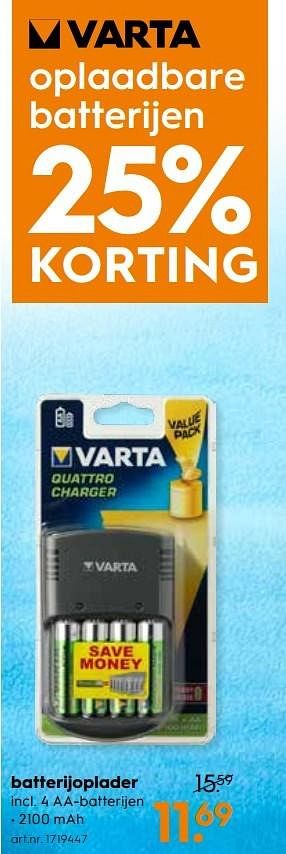 Aanbiedingen Batterijoplader - Varta - Geldig van 13/05/2017 tot 24/05/2017 bij Blokker