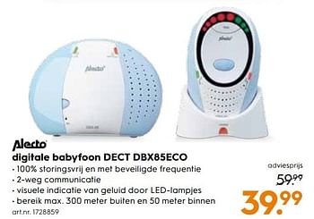 Aanbiedingen Digitale babyfoon dect dbx85eco - Alecto - Geldig van 13/05/2017 tot 24/05/2017 bij Blokker