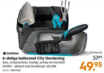 Aanbiedingen 6-delige balkonset city gardening - Gardena - Geldig van 13/05/2017 tot 24/05/2017 bij Blokker