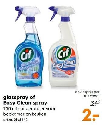 Aanbiedingen Glasspray of easy clean spray - Cif - Geldig van 13/05/2017 tot 24/05/2017 bij Blokker