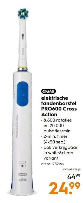 Aanbiedingen Oral-b elektrische tandenborstel pro600 cross action - Oral-B - Geldig van 13/05/2017 tot 24/05/2017 bij Blokker