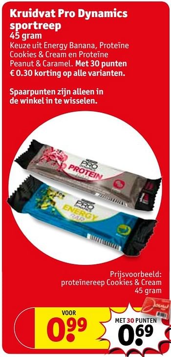 Aanbiedingen Proteïnereep cookies + cream - Huismerk - Kruidvat - Geldig van 16/05/2017 tot 28/05/2017 bij Kruidvat