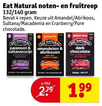 Aanbiedingen Eat natural noten- en fruitreep - Eat Natural - Geldig van 16/05/2017 tot 28/05/2017 bij Kruidvat