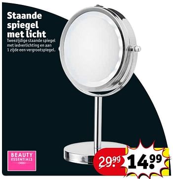 Aanbiedingen Staande spiegel met licht - Beauty Essentials - Geldig van 16/05/2017 tot 28/05/2017 bij Kruidvat