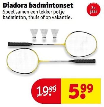 Aanbiedingen Diadora badmintonset - Diadora - Geldig van 16/05/2017 tot 28/05/2017 bij Kruidvat