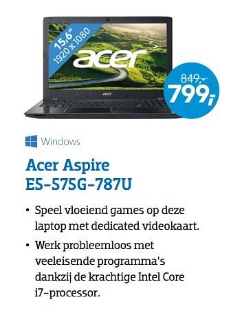 Aanbiedingen Acer aspire e5-575g-787u - Acer - Geldig van 15/05/2017 tot 28/05/2017 bij Coolblue