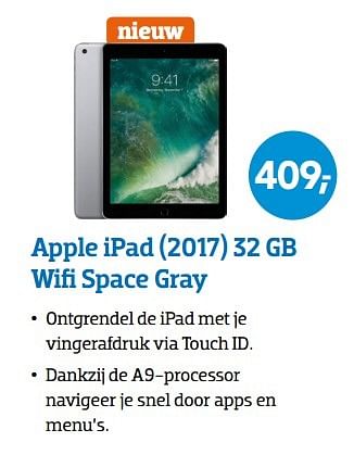 Aanbiedingen Apple ipad 201732 gb wifi space gray - Apple - Geldig van 15/05/2017 tot 28/05/2017 bij Coolblue