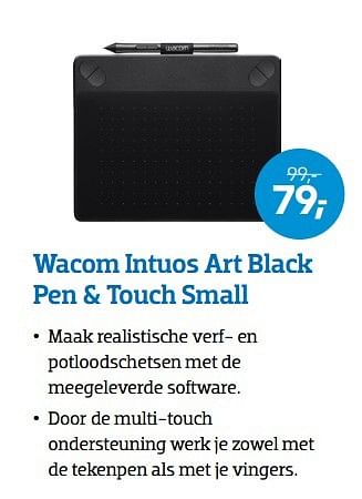 Aanbiedingen Wacom intuos art black pen + touch small - Wacom - Geldig van 15/05/2017 tot 28/05/2017 bij Coolblue