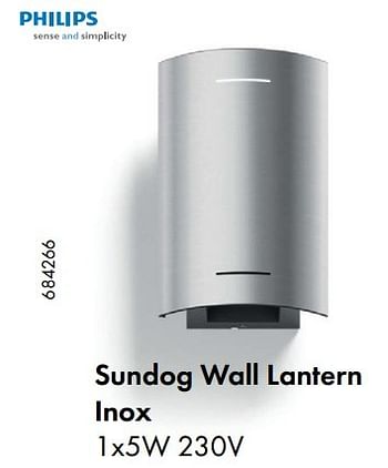 Aanbiedingen Philips sundog wall lantern inox - Philips - Geldig van 22/05/2017 tot 30/06/2017 bij Multi Bazar