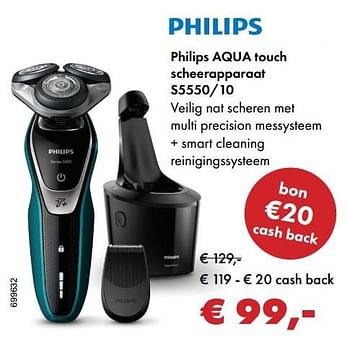 Aanbiedingen Philips aqua touch scheerapparaat s5550-10 - Philips - Geldig van 22/05/2017 tot 30/06/2017 bij Multi Bazar