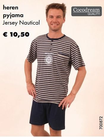 Aanbiedingen Heren pyjama jersey nautical - Cocodream Quality - Geldig van 22/05/2017 tot 30/06/2017 bij Multi Bazar
