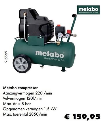 Aanbiedingen Metabo compressor - Metabo - Geldig van 22/05/2017 tot 30/06/2017 bij Multi Bazar