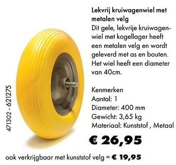Aanbiedingen Lekvrij kruiwagenwiel met metalen velg - Huismerk - Multi Bazar - Geldig van 22/05/2017 tot 30/06/2017 bij Multi Bazar