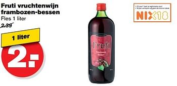 Aanbiedingen Fruti vruchtenwijn frambozen-bessen - Fruti - Geldig van 17/05/2017 tot 24/05/2017 bij Hoogvliet
