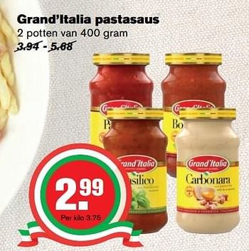 Aanbiedingen Grand`italia pastasaus - grand’italia - Geldig van 17/05/2017 tot 24/05/2017 bij Hoogvliet