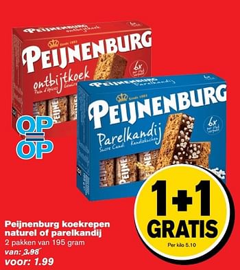 Aanbiedingen Peijnenburg koekrepen naturel of parelkandij - Peijnenburg - Geldig van 17/05/2017 tot 24/05/2017 bij Hoogvliet
