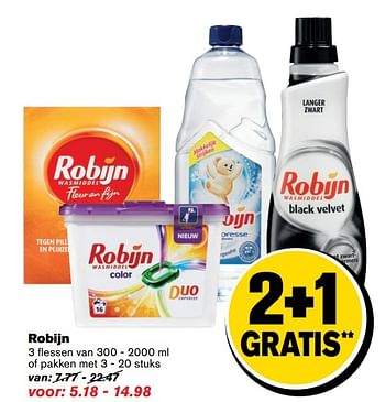 Aanbiedingen Robijn 3 flessen of pakken - Robijn - Geldig van 17/05/2017 tot 24/05/2017 bij Hoogvliet