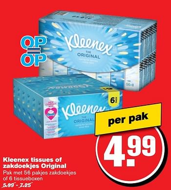 Aanbiedingen Kleenex tissues of zakdoekjes original - Kleenex - Geldig van 17/05/2017 tot 24/05/2017 bij Hoogvliet