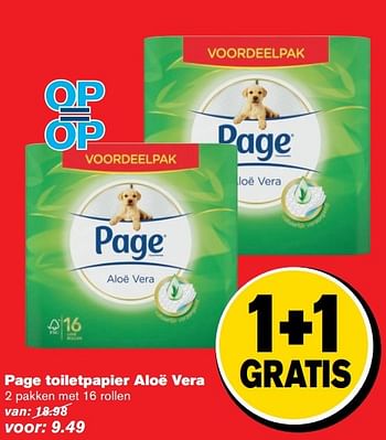 Aanbiedingen Page toiletpapier aloë vera - Page - Geldig van 17/05/2017 tot 24/05/2017 bij Hoogvliet