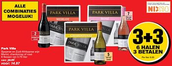 Aanbiedingen Park villa spaanse en zuid-afrikaanse wijn merlot, chardonnay of rosé 6 fl essen - Rode wijnen - Geldig van 17/05/2017 tot 24/05/2017 bij Hoogvliet