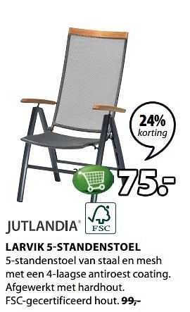 Aanbiedingen Larvik 5-standenstoel - Jutlandia - Geldig van 15/05/2017 tot 28/05/2017 bij Jysk