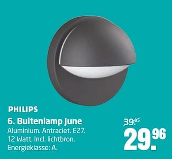 Aanbiedingen Buitenlamp june aluminium. antraciet. e27 - Philips - Geldig van 15/05/2017 tot 28/05/2017 bij Formido