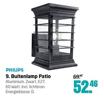 Aanbiedingen Buitenlamp patio aluminium zwart e27 - Philips - Geldig van 15/05/2017 tot 28/05/2017 bij Formido