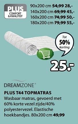 Aanbiedingen Plus t44 topmatras - DreamZone - Geldig van 15/05/2017 tot 28/05/2017 bij Jysk
