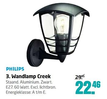 Aanbiedingen Philips wandlamp creek staand. aluminium zwart - Philips - Geldig van 15/05/2017 tot 28/05/2017 bij Formido