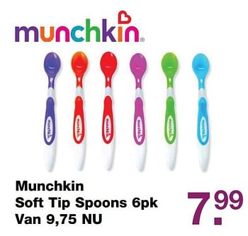 Aanbiedingen Munchkin soft tip spoons 6pk - Munchkin - Geldig van 12/05/2017 tot 28/05/2017 bij Baby & Tiener Megastore