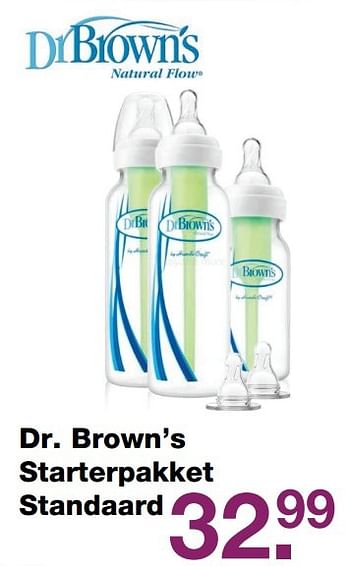 Aanbiedingen Dr. brown`s starterpakket standaard - DrBrown's - Geldig van 12/05/2017 tot 28/05/2017 bij Baby & Tiener Megastore