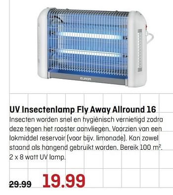 Aanbiedingen Uv insectenlamp fly away allround 16 - Eurom - Geldig van 15/05/2017 tot 28/05/2017 bij Multimate