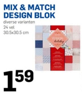 Aanbiedingen Mix + match design blok - Huismerk - Action - Geldig van 18/05/2017 tot 23/05/2017 bij Action