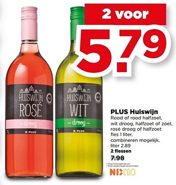 Aanbiedingen Plus huiswijn - Witte wijnen - Geldig van 21/05/2017 tot 27/05/2017 bij Plus
