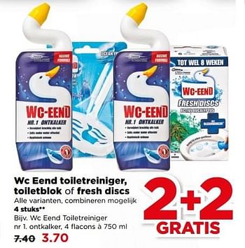 Aanbiedingen Wc eend toiletreiniger, toiletblok of fresh discs - WC Eend - Geldig van 21/05/2017 tot 27/05/2017 bij Plus