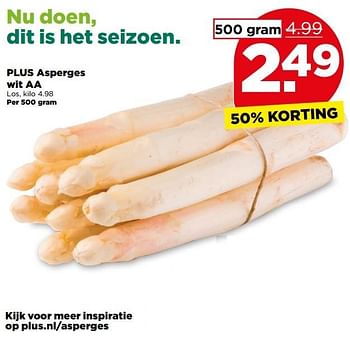 Aanbiedingen Plus asperges wit aa - Huismerk - Plus - Geldig van 21/05/2017 tot 27/05/2017 bij Plus