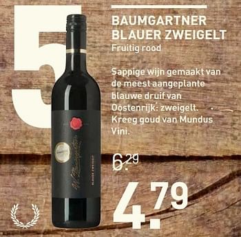 Aanbiedingen Baumgartner blauer zweigelt - Rode wijnen - Geldig van 18/05/2017 tot 21/05/2017 bij Gall & Gall