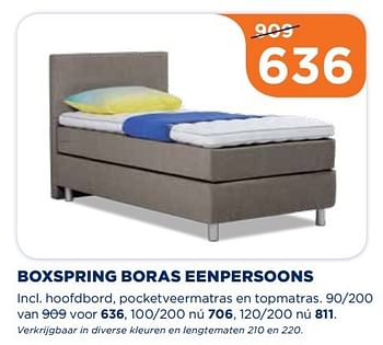 Aanbiedingen Boxspring boras eenpersoons - Huismerk - TotaalBed - Geldig van 22/05/2017 tot 28/05/2017 bij TotaalBed