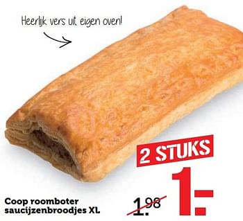 Aanbiedingen Coop roomboter saucijzenbroodjes xl - Huismerk - Coop - Geldig van 22/05/2017 tot 28/05/2017 bij Coop