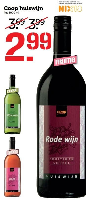 Aanbiedingen Coop huiswijn - Rode wijnen - Geldig van 22/05/2017 tot 28/05/2017 bij Coop